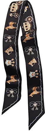 JERLA - foulard in 100% seta di gelso per testa e capelli, nastro per borsa per avvolgere il manico, fiocco per capelli,cravatta, fazzoletto da donna, 33.5×1.97