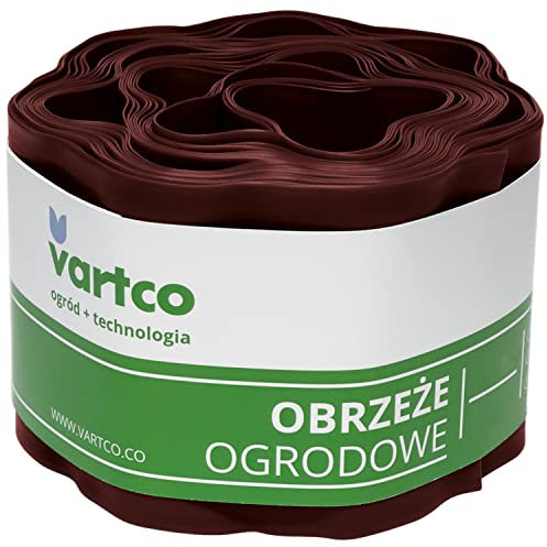 Vartco Lawn Edging Garden Fence Wavy Flower Bed Edging Mowing Edge Garden Palisade Root Barrier Plastic (Brown, 20 cm x 9 m)