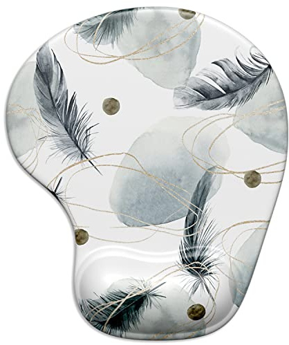 ITNRSIIET Mauspad, ergonomisches Mauspad mit Gel-Handgelenkauflage, Gaming-Mauspad mit Lycra-Tuch, rutschfeste PU-Basis für Gaming-Computer, Laptop, Zuhause, Büro und Reisen, Feder