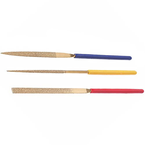 Juego de archivos de agujas de diamante de 3 piezas, mini limas de modelado de 100 mm, kit de archivo de aguja recubierto de titanio para tallado de vidrio de madera de metal