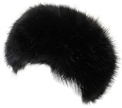 OrangeClub Damen russischen Stil Flauschige Kappe Fellmütze Pelzmütze Wintermütze Faux Fuchs Warm Weich Pelz mütze (schwarz)