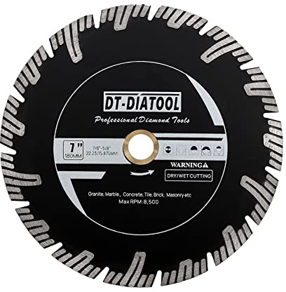 DT-DIATOOL Diamond Granite Disc 180mm Cutting Disc for Granite Marble Artificial Stone Concrete Brick Masonry, Bore 22.23mm