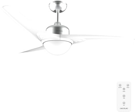 Cecotec Ventilateur de Plafond avec Lumière EnergySilence Aero 560 IronWhite, 60 W, Diamètre 132 cm, LED 18 W et Télécommande, 3 Vitesses et Minuterie 8 Heures, 3 Pales, Mode Été/Hiver