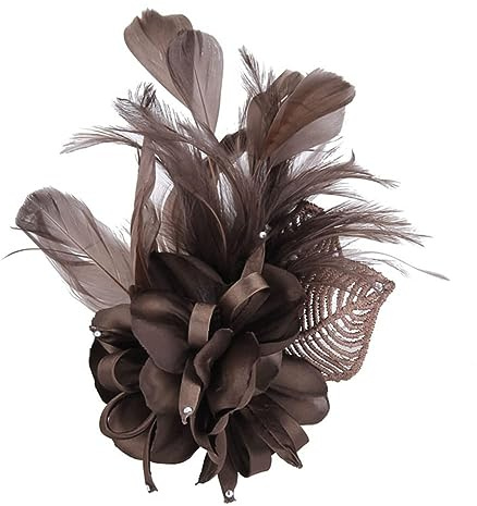 URFEDA Vintage Natürliche Feder Damen Fascinator Hut Feder Haarclip Elegante Ansteckblume Brosche Blume Hutfeder Brosche Anstecknadel Abzeichen für Anzug Hüte zum Hochzeit Bankett Party