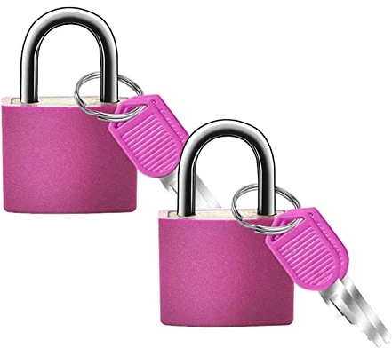 Suitcase Locks with Keys - Pack of 2 Small Padlock with Keys Luggage Locks for Travel Luggage/Gym Locker/Baggage/Holiday Cases, Pink