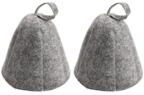 2 Pièces Chapeau Sauna en Feutre, Bonnet de Sauna, Anti-Chaleur Casquette de Sauna, Hat Sauna Chapeau pour Homme et Femme, Accessoire de Sauna pour Bain Vapeur (Gris)