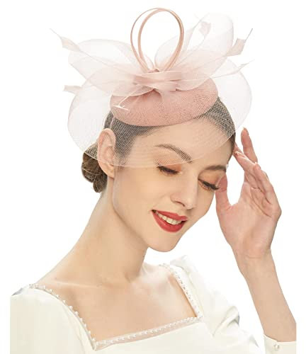 Kielsjajd Anzug Herren Tea Party Fascinator Kentuckys Derbys Hut Fascinator Pillbox Hut Stirnband für Cocktail Haarreif Damen (Pink, One Size)