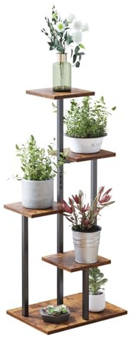 VonDream 4 nivåer inomhusväxtställ, för inomhusväxter, flera lager, hörnblomstativ för vardagsrum, flerskiktad vintage design växthylla