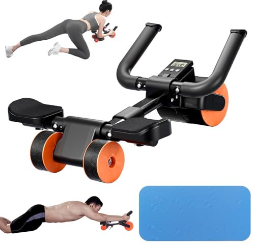 Bnlei Rueda Abdominale con Soporte de Codo y Rebote Automático【Tres Ruedas】Rodillo Abdominales Soporte Entrenamiento Absculpt, Maquina de Abdominales en Casa Gym Hombr y Mujer
