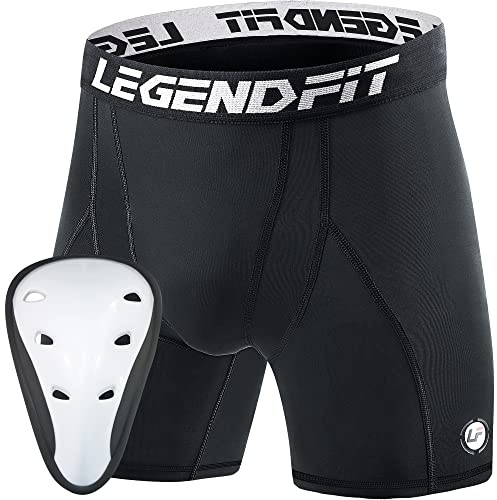 Legendfit Youth Boys Football Baseball Compression Shorts w/Cup Protector Athletic Sliding Underwear Lacrosse Cricket Black