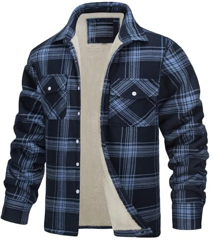 MEIION RALPH - Veste à carreaux doublée en polaire - Chemise d'hiver chaude en flanelle thermique pour homme avec intérieur en polaire - Veste de bûcheron confortable pour l'extérieur