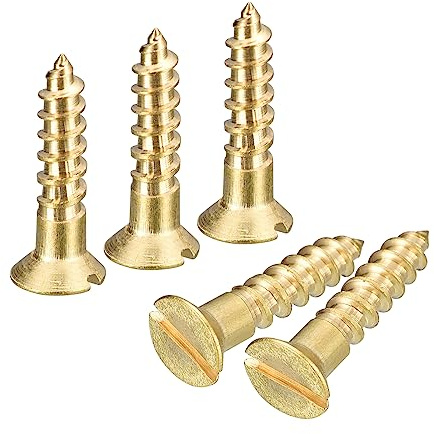 sourcing karta mässing träskruvar, 40 stycken M3,5 x 16 mm slitsdrift försänkt huvud självgängande skruvar för träarbete möbler