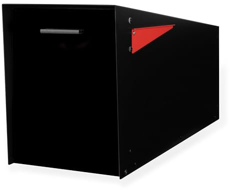 Ilyapa Large Modern Mailbox for Outside - Black, Angled - Post Mount