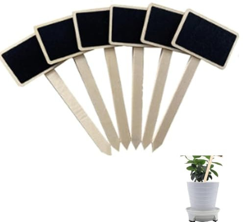 Armastuse 10 Pezzi Mini Lavagna Targhette per Piante, Etichette per Piante di T-Tipo da Giardino con Pennarello, Etichette in Legno per Piante Tag Rettangolare, Targhette Orto per Piante in Vaso