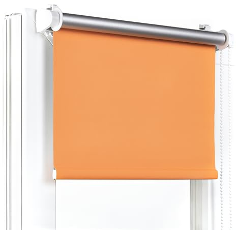 Fenster DEKOR - Rollos Für Fenster Ohne Bohren Orange - Verdunkelungsrollo B85 x H120 cm - Klemmrollo Verdunkelung - Fensterrollo Für Balkontüren - Verdunklungsrollo Leicht Zu Installieren