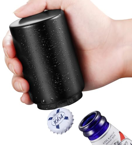 Décapsuleur de bière Destapadores de Cerveza - Décapsuleur automatique - Décapsuleur de bière avec attrape-bouchon magnétique - Outils de barman cool - Cadeau de bière pour homme (noir)