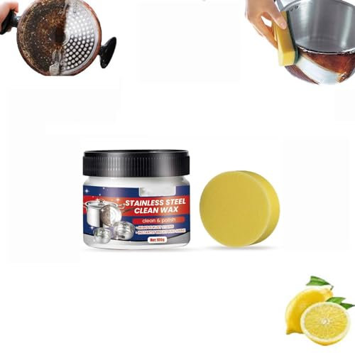 Magical Nano-Technology Pâte de nettoyage pour acier inoxydable, cire propre pour acier inoxydable, nettoyant et polonais, anti-rouille pour acier inoxydable, surface sûre, sans résidus (1 pièce)