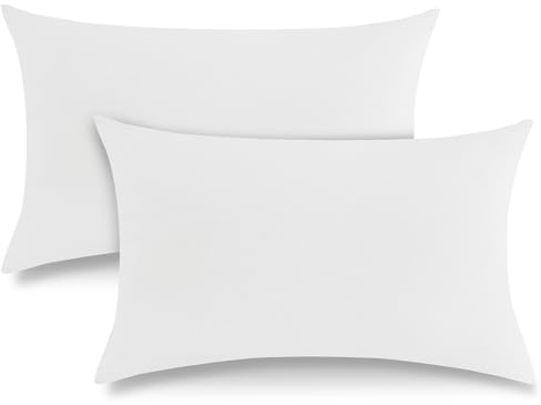 ATsense Doppelte Muslin Kissenbezug 40 x 80 Baumwolle, Flaches Leinenartiges Aussehen Kissenbezüge 2er ÖKO-TEX, Kopfkissenbezug Weiß mit Reißverschluss