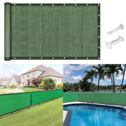 Brise Vue Balcon Pare-Vue Brise 5 x 5 m Protection de La Vie Privée Blocage des UV Bâche de Balcon Brise-Vue avec Trous et Serre-Câbles pour Clôtures Jardin, Balcon, Vert Foncé