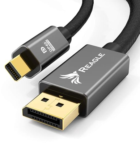 Reagle Cable Mini DisplayPort 2.0 a DisplayPort 8 K – 8 K @ 60 Hz, 4 K @ 240 Hz, HDR, compatible con Thunderbolt, nailon, conectores chapados en oro – Alta velocidad 40 Gbps para juegos, monitor