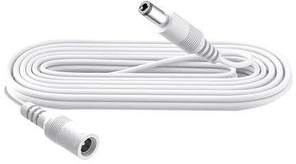 Security-01 2m DC Power Verlängerungskabel, Stecker 5.5mm x 2.1mm, unterstützt DC 5V 6V 9V 12V 24V, für Sicherheitskameras, DVR, Router, Drucker, LED Strip, Weiß