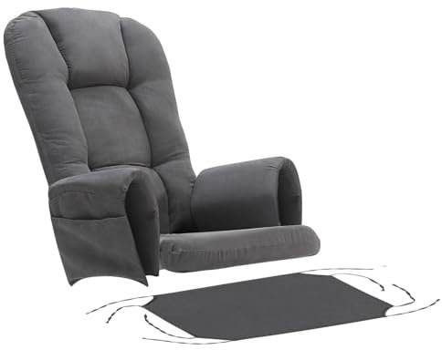 Ersatzkissen aus Samt, mit Aufbewahrungstasche, waschbar, Set für Schaukelstuhl, Dunkelgrau, 5 Stück