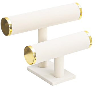 Justsoso Armbandhalter mit 2 Ebenen, für Armreife, Uhren, Samt, Armband, Schmuck, Aufbewahrung, Organizer, Haargummi, Show-Turm, Verkaufs- oder Heimgebrauch (beige)