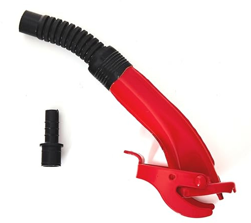 BW® Ausgießer flexibel für Metall Benzinkanister 5/10 / 20 Liter – 25cm Flex Spout inkl. Halterung für Kraftstoffkanister - Rot - RAL 3000 - Made in Europe