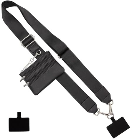 Long Keeper Phone Strap Crossbody with Zipper Wallet Adjustable Universal Cellphone Lanyards Anti Theft Phone Neck Lanyard Wide Replacement Purse Strap