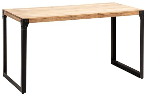 FineBuy Esstisch Rechteckig 120x60x76 cm Akazie Massivholz, Industrial | Esszimmertisch mit Metallgestell, Küchentisch aus Echtholz für 6 Personen, handgefertigtes Unikat