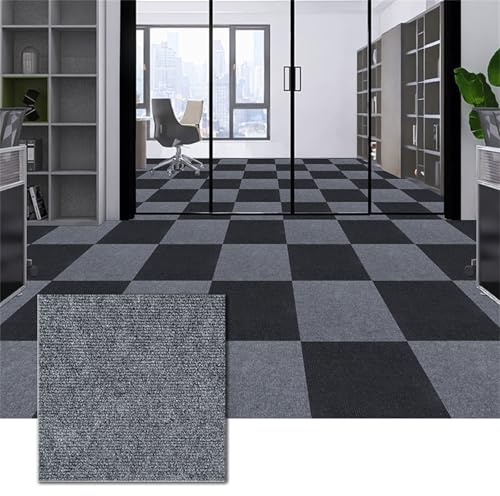 Hiseng Carpet Tiles Self Adhesive 30x30cm, Carpet Floor Tiles Non-Slip Hardwearing Carpet Tiles Rugs Easy to Peel and Stick Flooring Covering for Office Living Room Bedroom (10 Pieces,Grey)
