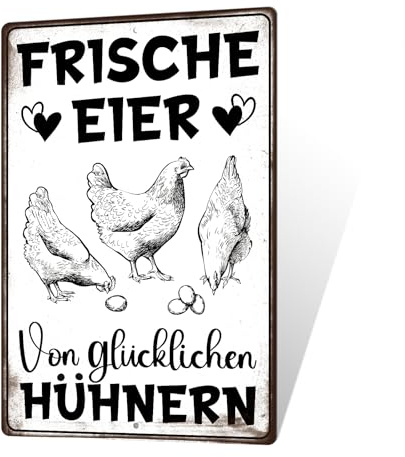 Putuo Decor Metallschild Frische Eier – Bauernhof Deko Schild, Hühnerstall Zeichen, Küche Wanddekoration, 12 x 8 Zoll