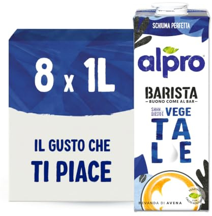 ALPRO BARISTA, QUESTO È VEGETALE, Bevanda all'AVENA - 8X1L | IL GUSTO CHE TI PIACE MA NATURALMENTE SENZA LATTOSIO E 100% VEGETALE, Ideale con il Caffè per una Schiuma Perfetta