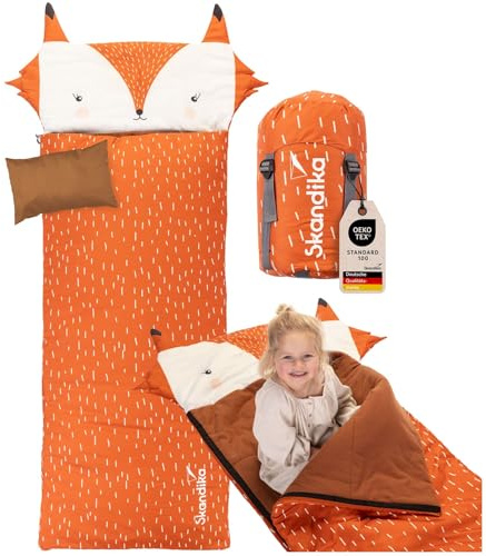 Skandika Sacco a pelo per bambini Soti | fino a 150 cm, con cotone, lavabile in lavatrice (Volpe)