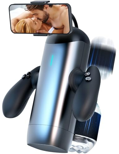 Roluck Masturbateur électrique pour hommes, masturbateur de poche avec 10 fréquences de pénétration, 10 vitesses et 10 modes de rétraction, sextoy avec support de téléphone amovible