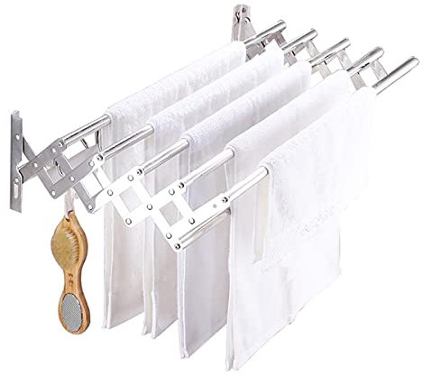 Porte-serviettes télescopique pliable en acier inoxydable de 60 cm avec design perforé pour économiser de l'espace de rangement durable et élégant