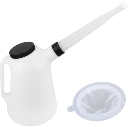 Jarras de transferencia de aceite con tapa de boquilla larga y tapas, contenedor de medición de aceite de motor, contenedor dispensador de aceite de motor de 5 L para vehículos