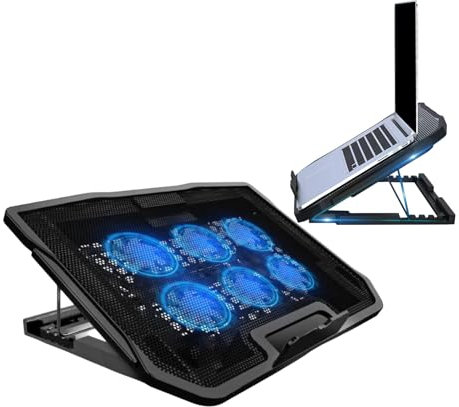 Laptop Cooling Pad, Notebook Stand, Computer Fan Base, 6 Built-In Fans, Adjustable Height, USB Powered, Heat Dissipation, Stable, Office Use, 2.3x2.3x0.5 inches