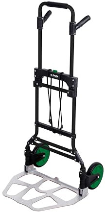 D-TACK Sackkarre aus Aluminium-Stahl | Traglast 150 kg | Teleskopgriff 110 cm | Mit 2 gummiummantelten, einklappbaren Rädern | Klappbare Transportkarre | Hochwertige Handkarre