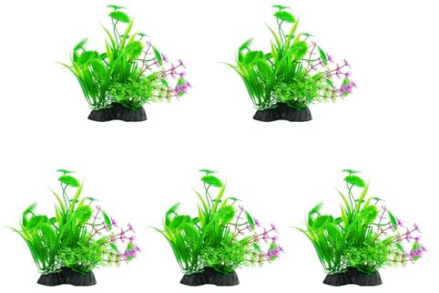 KAHDGSS Künstliche Wasserpflanze mit Sockel, leicht zu pflegen, für verschiedene Größen, Aquarium-Dekoration, 5 Stück