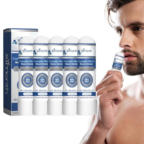 5 Pcs Firmx MäNner Inhalator,Naseninhalator MäNner Inhalator Inhalierstift Nasal Stick,Reinigt NasengäNge,Stellt VitalitäT Und Energie Wieder Her