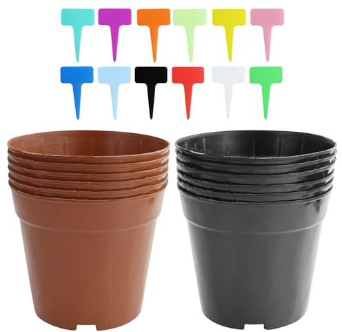 Macetas de cultivo de 12 cm de diámetro, 12 unidades, macetas redondas para cultivo de plantas, macetas para plantas de semillero para frutas, verduras, plantas, suculentas, plántulas, esquejes