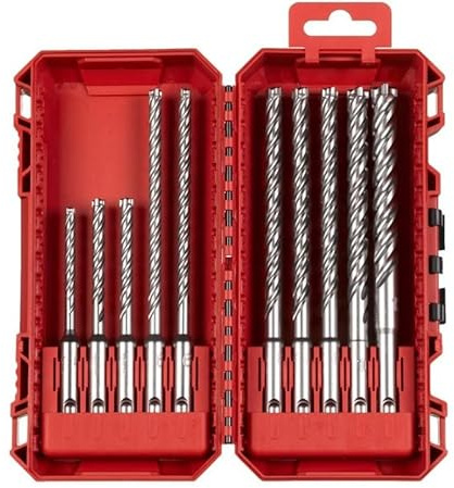Milwaukee 4932500062 10 Pieces SDS-Plus MX4 NG Drill Bit Set 4 Cut