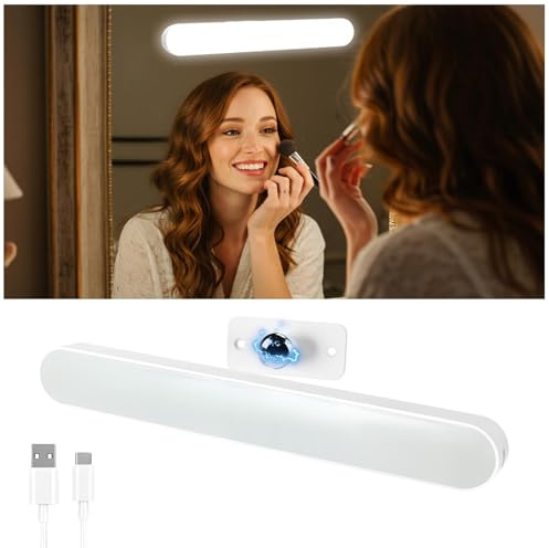 Collazoey LED schminktisch beleuchtung, 4000mAH LED Spiegelleuchte, with Three Colour Temperatures, USB-C, Abnehmbare 360°Drehung Spiegellampe, Touch Dimmable,for Cupboards, Desks, Mirror, Wall