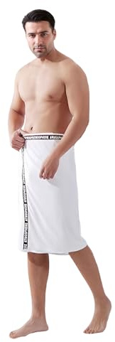 JIAHG Kilt da sauna da uomo, regolabile, asciugamano da sauna con bottoni automatici, grande asciugatura rapida, per sauna, sauna, sauna, 70 x 140 cm (bianco)