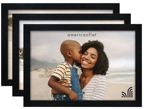 Americanflat 4x6 Magnetic Picture Frames for Refrigerator - Set of 3 - Acrylic Panels with Strong Back Magnet - Magnetic Frames for Photos, Locker Decor, or Office Display - Black