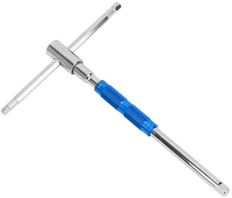 Gettimore T Type Sliding Bar Socket Wrench 4-in-1 with Hex Drive for Big Fly Medium Fly Small Fly, Chrome Vanadium Steel, Blue 28.8x20cm
