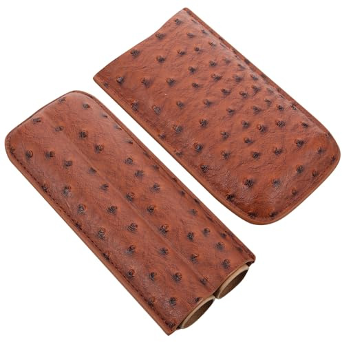 GALPADA Custodia Portatile per Sigari in Marrone Effetto, Portasigari Compatto per 2 Sigari Umidificatore, Borsa da Viaggio Resistente e Leggera per Trasporto Sigarette