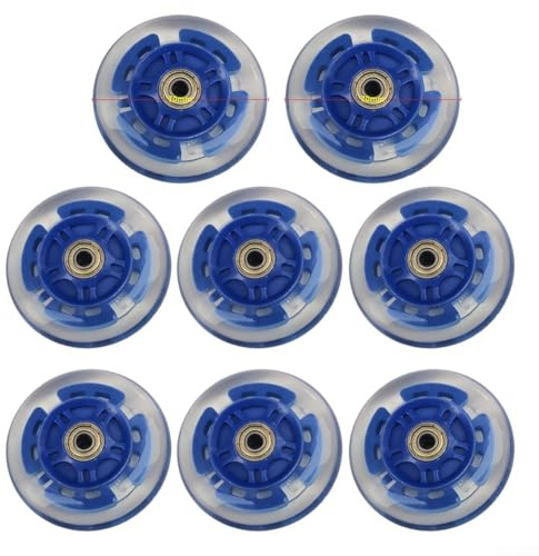 Kivivaka 8pcs Flashing LED Wheels for Inline Skates, Roller Skates, Scooters Strollers 64-80mm PU Wheels Triboelectric Lighting(70mm)