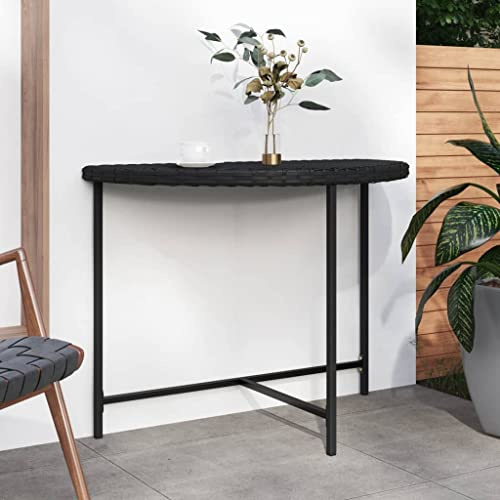 VIHHQGC Weather Resistant Poly Rattan Patio Table, Easy to Clean Outdoor Furniture for Garden Parties, Poly Rattan Garden Table for Outdoor Dining, Black 100x50x75 cm